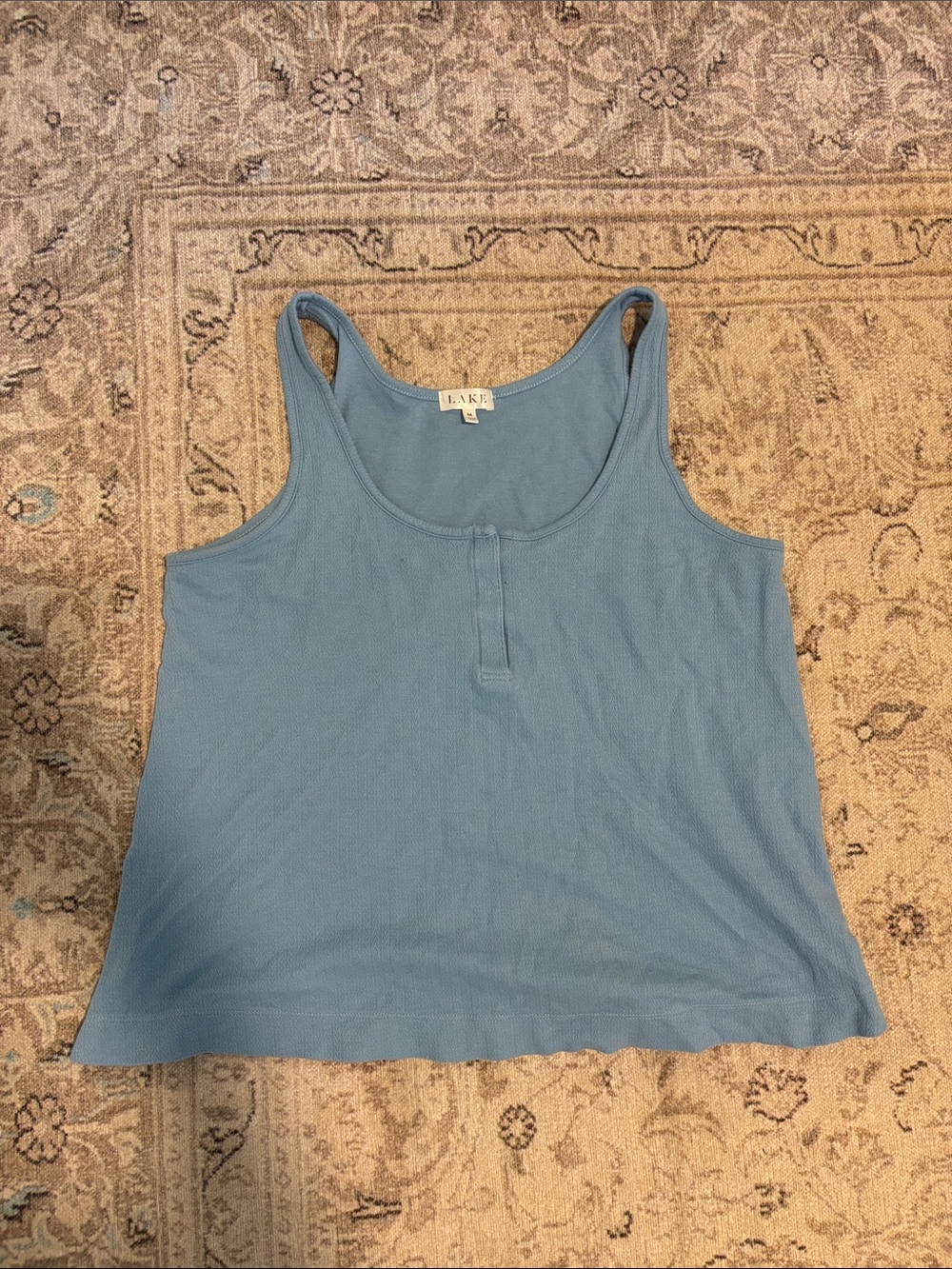 LAKE Scoop Neck Ribbed Tank in Dusty Blue